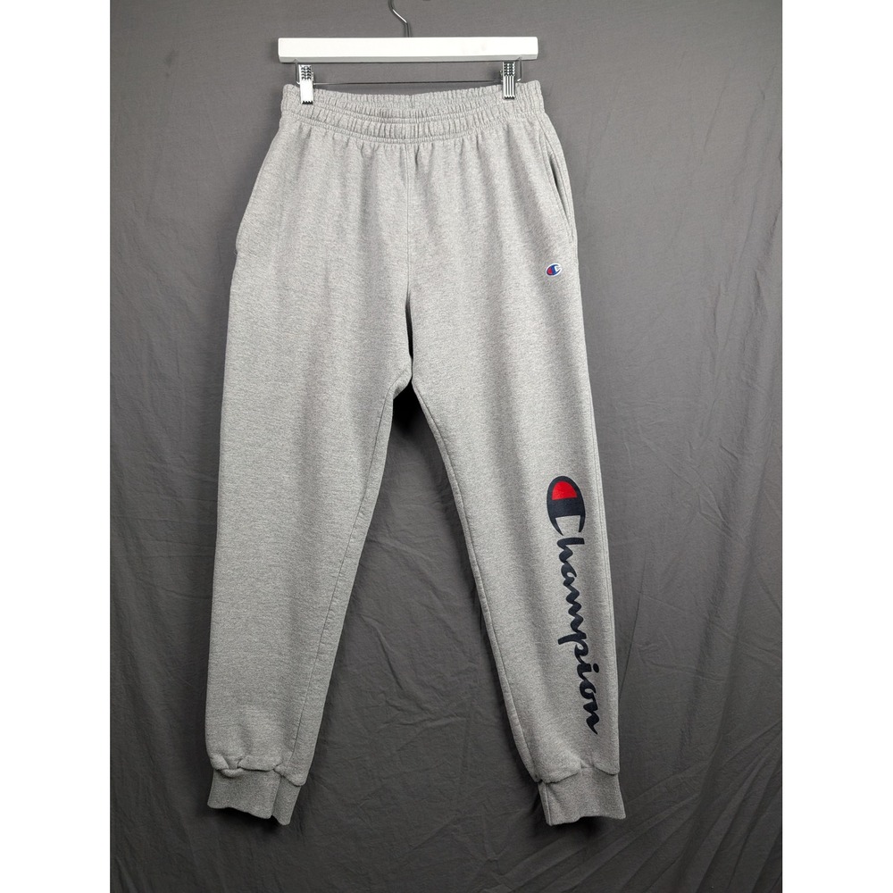 Champion Mens Gray Script Logo Jogger Sweatpants Size M 3355